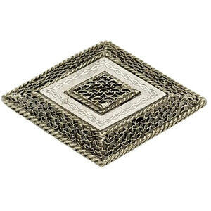 Pastelli Large Silver Tone Filigree Diamond Statement Brooch Over 3" In Size